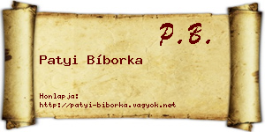 Patyi Bíborka névjegykártya